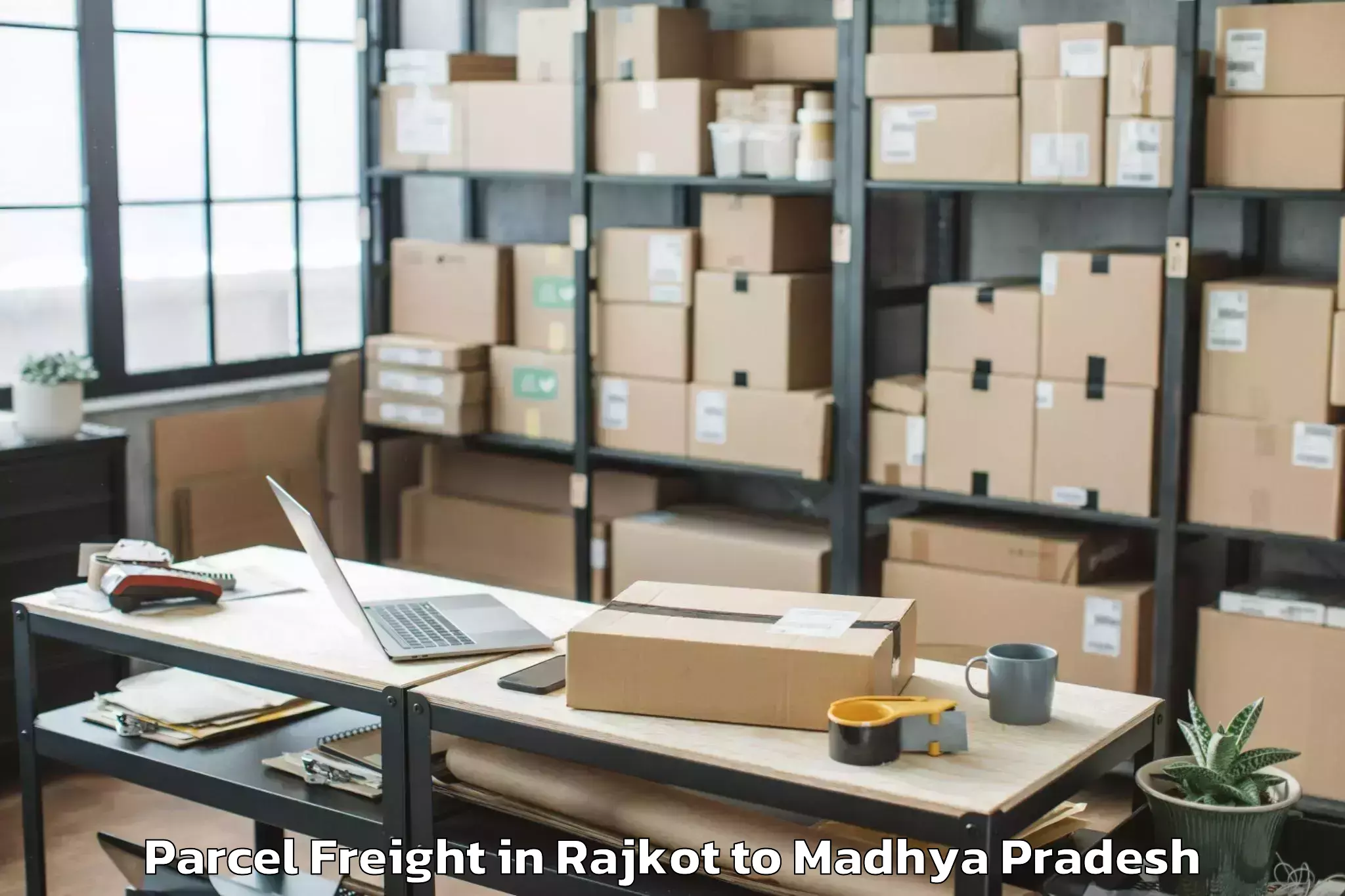 Top Rajkot to Neemuch Parcel Freight Available